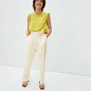 Everlane Women's The Paperbag Organic Cotton Cream High-Rise Pants Size Medium
